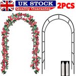 2X 2.4 M Garden Arch Trellis Metal Tubular Frame Climbing Plant Archway Arbour