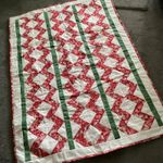 Handmade Patch Work Quilt approx 58 inches x 42 inches red/green mix