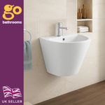 Wall Hung Basin with Chrome Tap Modern Compact Bathroom Sink Unit