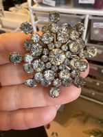 VTG Starburst Cluster Glass Rhinestone Studded 2.5" Brooch Pin 
