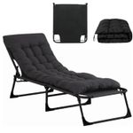 Sun Lounger Folding Recliner Chair Garden Outdoor Bed with Mattress And Pillow