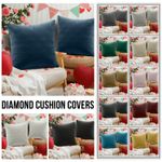 Diamond Cushion Covers or Velvet Cushions 18 x 18 Set of 2 or 4 Bed Sofa Pillows