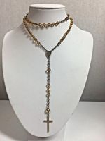 Amber Glass Rosary With 9ct Gold Crucifix Vintage 