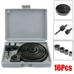 16Pcs Hole Saw Kit 19-127mm Circular Round Cutting Sawing Tool Set Wood Metal UK