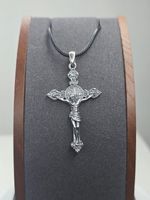 Saint Benedict Cross 925 Sterling Silver Jesus Crucifix Catholic Pendant