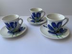 Set Of 3 Vintage Ernestine Salerno Handpainted  Italy Cups And Saucers