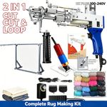 2 in 1 Cut & Loop Tufting Gun Kit - Rug Making Tool with Frame & UK Plug