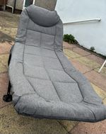 Folding Camping Bed Recliner Lounger Guest Cot Padded Grey Steel Frame