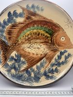 Vintage Hand Painted Fish Wall Plate Spanish Style Pottery Charger 27cm