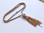 gold tone chain necklace slider pendant with tassels retro vintage 1940s Chic