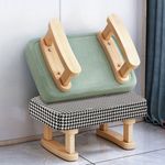 Wood Legs Small Footstool Chair Stool Rectangle Footrest Padded Rest Seat Pouffe