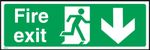 Fire Exit Down Sign or Sticker - All Material & Size options available. (EE9)