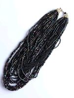 Retro Vintage 1940s Petrol Glass Seed Bead Multi Strand Necklace Chic 
