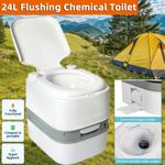 Large 24L Portable Toilet Flushing Chemical Potty Camping Caravan Easy Clear UK