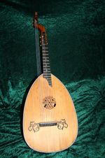VINTAGE BASS LUTE, READY TO PLAY, NEWLY STRUNG, GOOD HANDMADE, THEORIZED LUTE