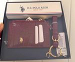 U.S. Polo Assn. Women’s Bordeaux Croc Pattern Wallet/Card Holder & Keyring Set