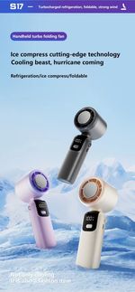 Lenovo Ice Cooling Handheld Fan 100 Speeds Turbo Portable USB Desk Fan Foldable