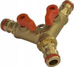 3-Way Brass Hose Connector with Valves – Snap-On Quick Connect Garden Tap Splitt