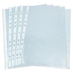 A4 Clear Plastic Poly Punched Pockets Strong Filing Wallets Sleeves - 55 MICRONS
