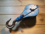 Vintage Metal Block & Hook Royal Navy Nautical Seamanship Lifting Garden Prop