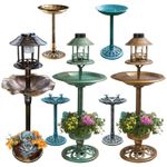 Bird Bath Feeder Bowl With Solar Light Garden & Patio Bird Feeding Table Station