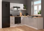 Corner Kitchen Cabinets Set Complete DIY Fitted 9 Units Light Grey Gloss Junona