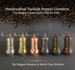 Traditional Turkish Pepper Grinder, Small Vintage Look Mill, 6 Colour Options