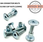M6 x 50MM JOINT CONNECTOR BOLTS & 12MM CONNECTING END CAP NUTS FURNITURE IKEA