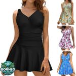 Floral Swim dress Swimming Costume Cutout Swimwear Plus Size S/8 M/10 L/12-3XL