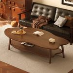 2 Layer Coffee Table, Cloud Shaped Modern Living Room Desk with Storage Shelf