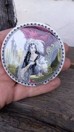 Small Victorian Prattware  'The Eastern Lady ' No 99  ' Pot Lid  1860-80