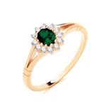 9ct Yellow Gold on Silver simulated EMERALD Oval Halo Cluster Ring size J to U