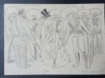 Jose Clemente Orozco (Handmade) Drawing mixed media on paper signed & stamped