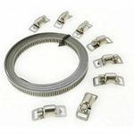 9Pc Stainless Steel Hose Clamp Set 3m-8mm Long + 8 Clips any size Jubilee clamps