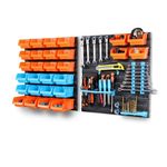 44PC Wall-Mounted Tool Parts Garage Storage Bin Rack Unit Shelving Organiser
