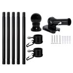 6FT Wall Mounted Adjustable Flag Pole Kits Stainless Steel with Mounting Bracket