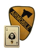 U.S. Army Vietnam War 1st Air Cavalry cloth sleeve patch AIRMOBILE & DEATH CARD.