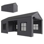 3 x 6 m Heavy Duty Carport Portable Garage with 3 Doors Windows Tent Dark Grey