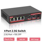 4-Port 2.5G Switch 2x 10Gb SFP VLAN Metal Housing Plug Play Opened Never Used