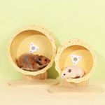 Hamster Wooden Running Wheel Adjustable Cage Accessories Silent Treadmill for