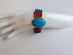 Ross-Simons 14K Gold Over Sterling Lapis Red Agate Turquoise Scarab Bracelet