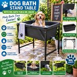 Foldaway Dog Wash Bath with Metal Stand – 90L Tub & Drain Valve Grooming Station