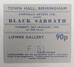 Black Sabbath Ticket Stub 1972 Town Hall Birmingham (Hometown Gig) 25/01/72 NM