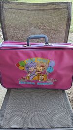 HUGGA BUNCH Pink & Purple Suitcase Luggage 1984 "Free Hugs" 1980's Vintage 