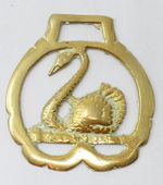 Horse Brass Swan Design Cast Brass Mid Century British Equestrian Harness