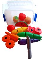 Life Size Cutting Fruit & Veg in a Tub 12 pcs Cut & Play Toy Food Pretend Play