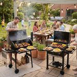 Charcoal BBQ Drum Barrel Grill Coal Barbecue Portable Adjustable Thermometer