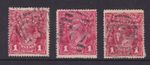 AUSTRALIA 1914 KGV HEAD  1d SINGLE WMK WITH BARRED NUMERAL PMKS (SF69C)