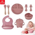 8pc Silicone Baby Feeding Set BPA-Free Baby Led Weaning Suction Plate Cup Spoon