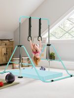 Adjustable Kid Gymnastics Bar Training Kip Bar With Grips Wristbands Ground Nail